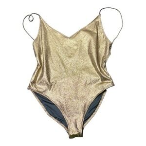 Zara Metallic Gold One-Piece Swimsuit